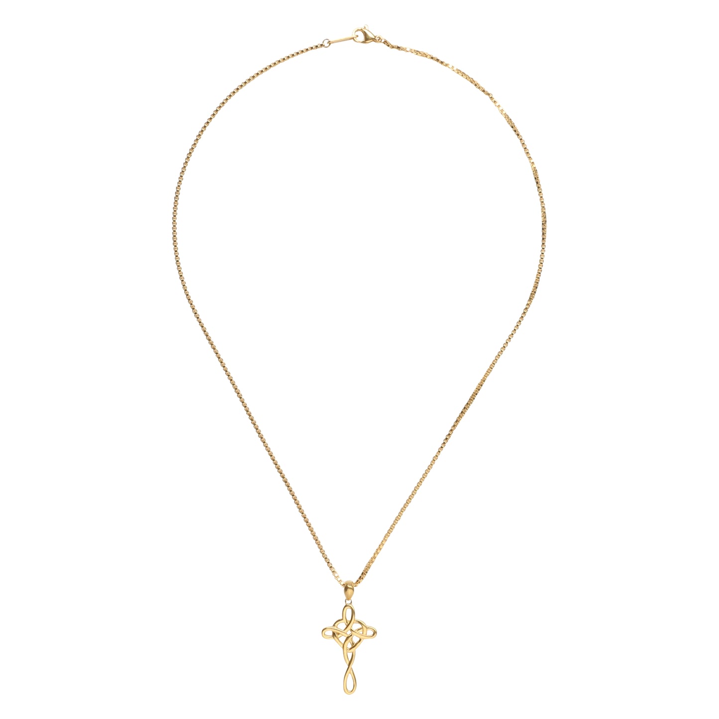 14K Gold Plated Infinity Cross Pendant Necklace
